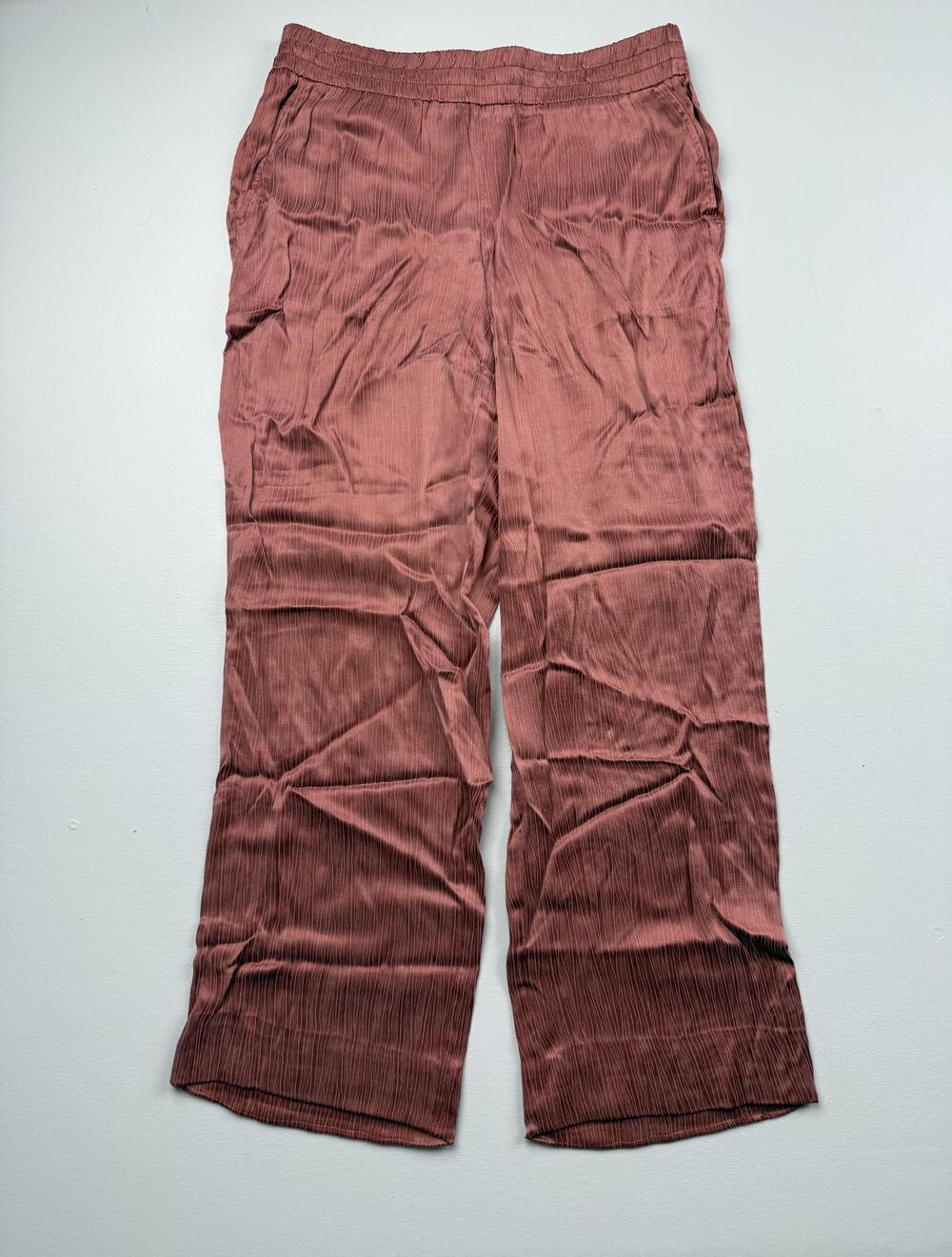 Soft Surroundings Pants Womens Medium Pink Satin Pull On Elastic Waist Relaxed